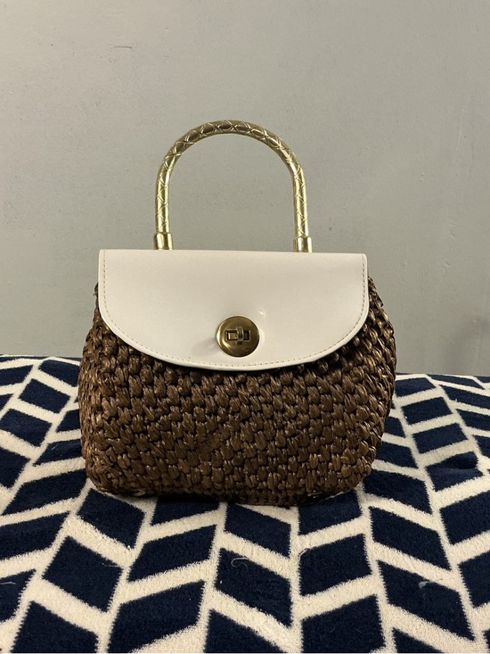 Handbags - Woven Brown and Cream Top-Handle Women’s Bag